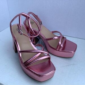 New Wild Fable Astro Strappy Platform Heels - Metallic Pink